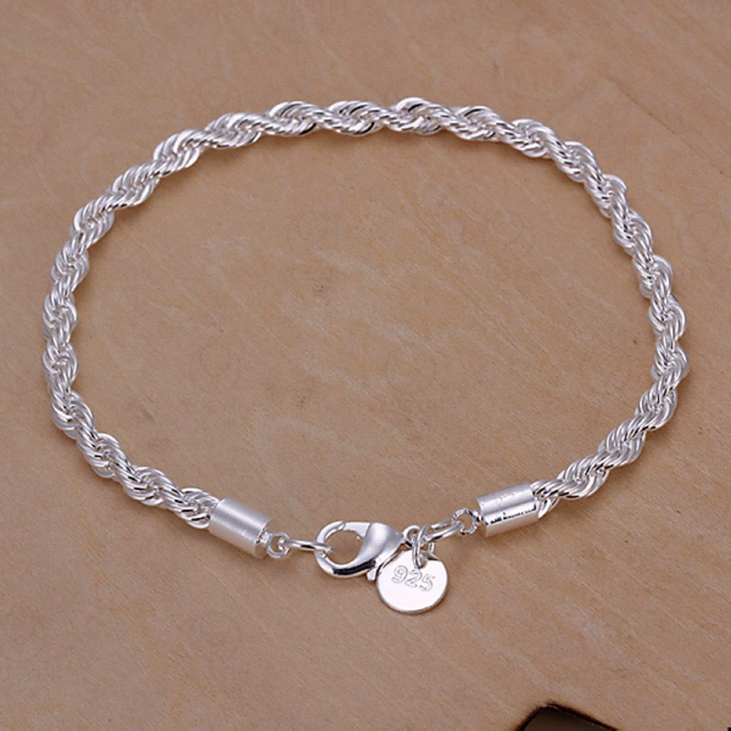 Silver Plated Twisted Rope Bracelet